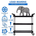 360 Degree Restaurant Cart, Heavy Duty Rolling Food Service Cart, 3 Shelf Plastic Utility Cart with Lockable Wheel