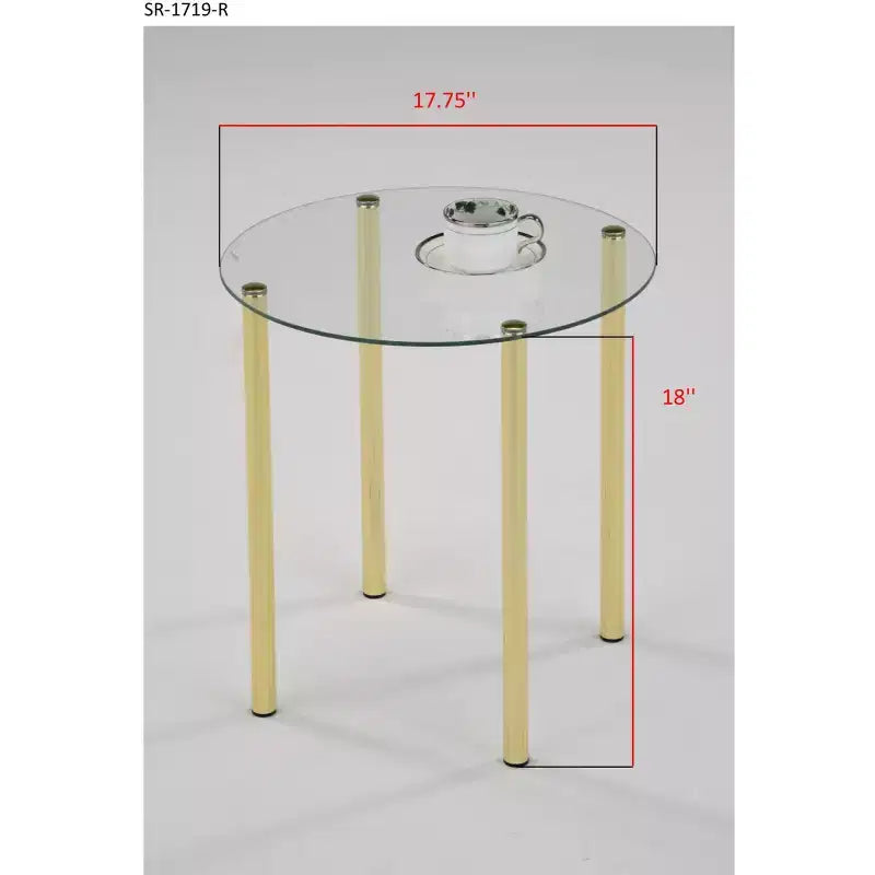 Round Side End Accent Table, Gold Metal/Glass