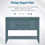Vintage Console Table with Four Small Drawers and Bottom Shelf for Living Rooms, Entrances and Kitchens