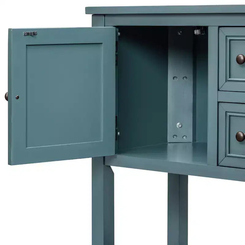 Vintage Console Table with Four Small Drawers and Bottom Shelf for Living Rooms, Entrances and Kitchens