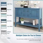 Vintage Console Table with Four Small Drawers and Bottom Shelf for Living Rooms, Entrances and Kitchens
