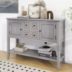 Vintage Console Table with Four Small Drawers and Bottom Shelf for Living Rooms, Entrances and Kitchens