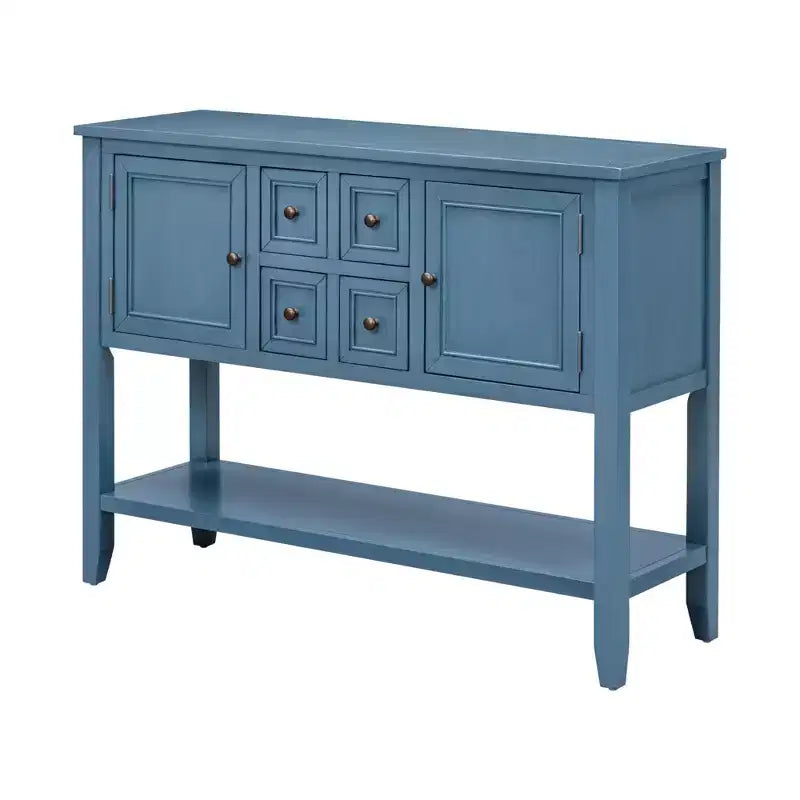 Vintage Console Table with Four Small Drawers and Bottom Shelf for Living Rooms, Entrances and Kitchens