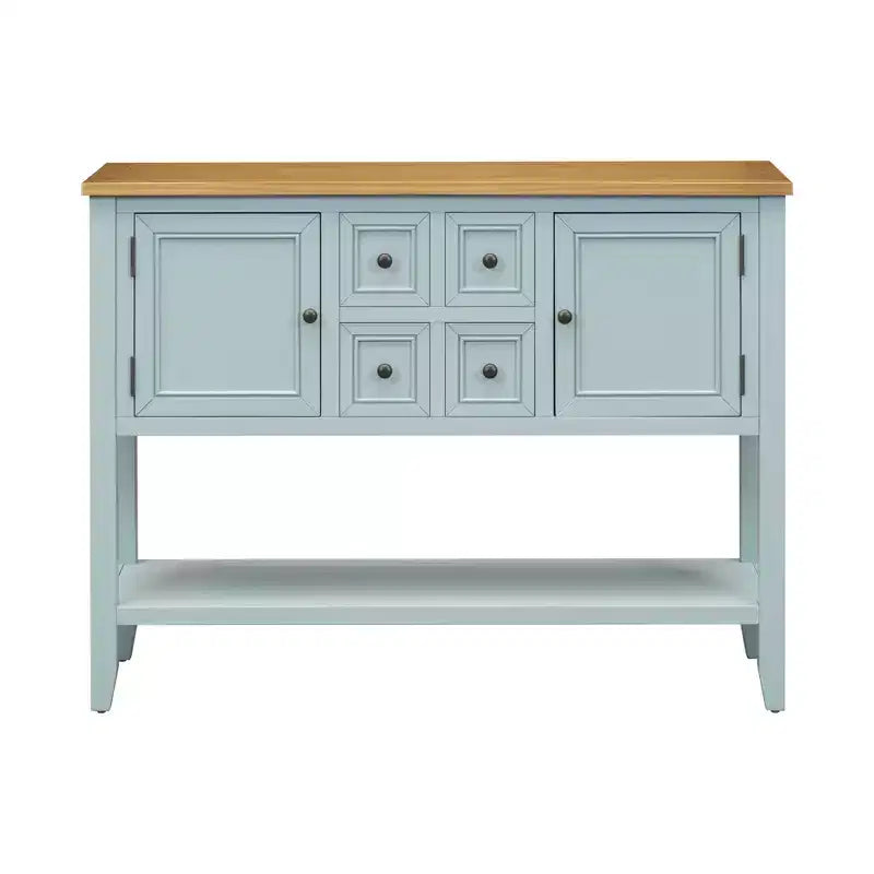 Vintage Console Table with Four Small Drawers and Bottom Shelf for Living Rooms, Entrances and Kitchens