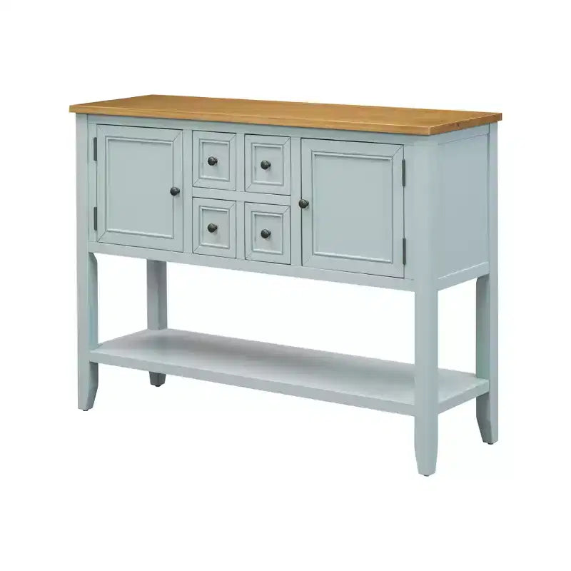 Vintage Console Table with Four Small Drawers and Bottom Shelf for Living Rooms, Entrances and Kitchens