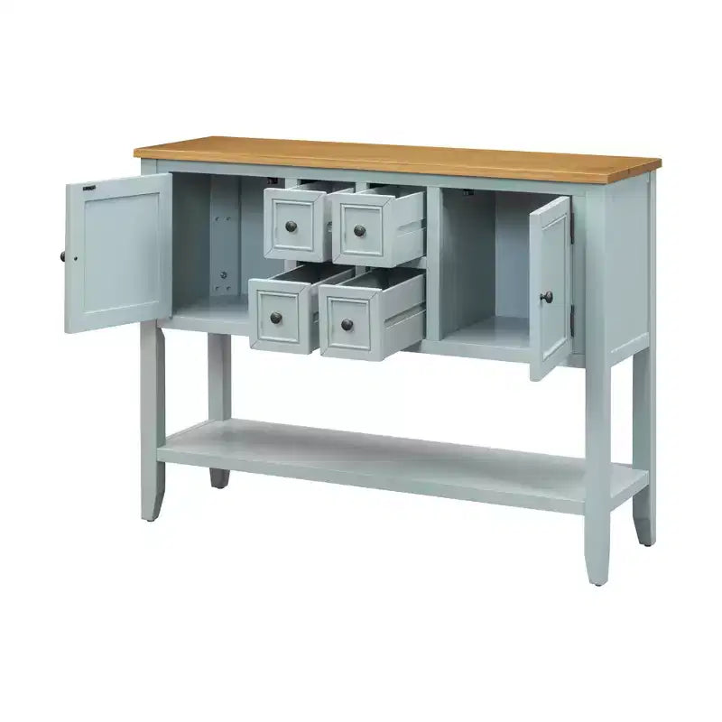 Vintage Console Table with Four Small Drawers and Bottom Shelf for Living Rooms, Entrances and Kitchens