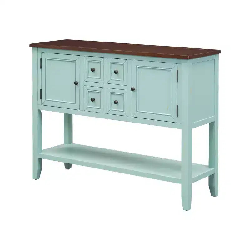 Vintage Console Table with Four Small Drawers and Bottom Shelf for Living Rooms, Entrances and Kitchens