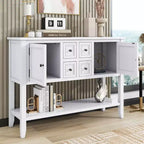 Vintage Console Table with Four Small Drawers and Bottom Shelf for Living Rooms, Entrances and Kitchens