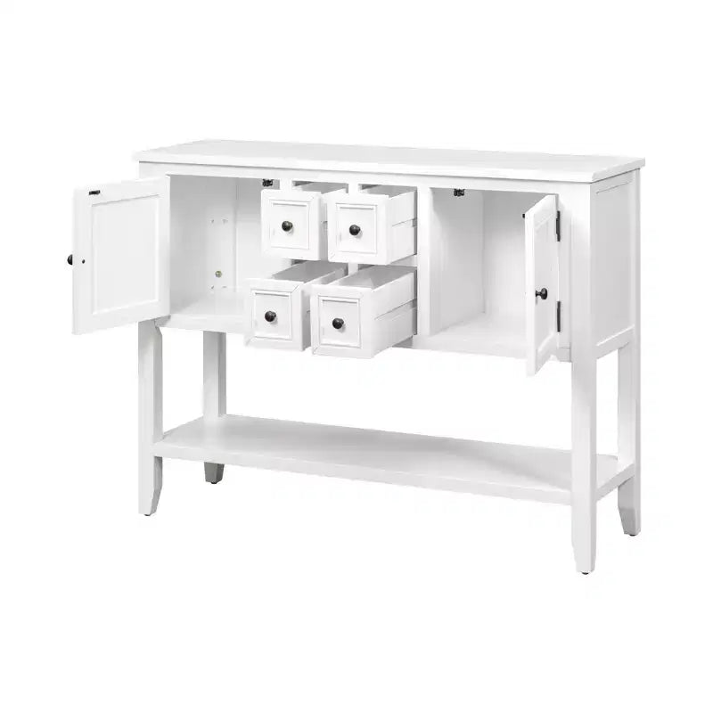 Vintage Console Table with Four Small Drawers and Bottom Shelf for Living Rooms, Entrances and Kitchens