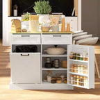 Tilt Out Trash Can Cabinet with Drawers, Farmhouse Kitchen Cabinet with Hidden Trash Can for Kitchen