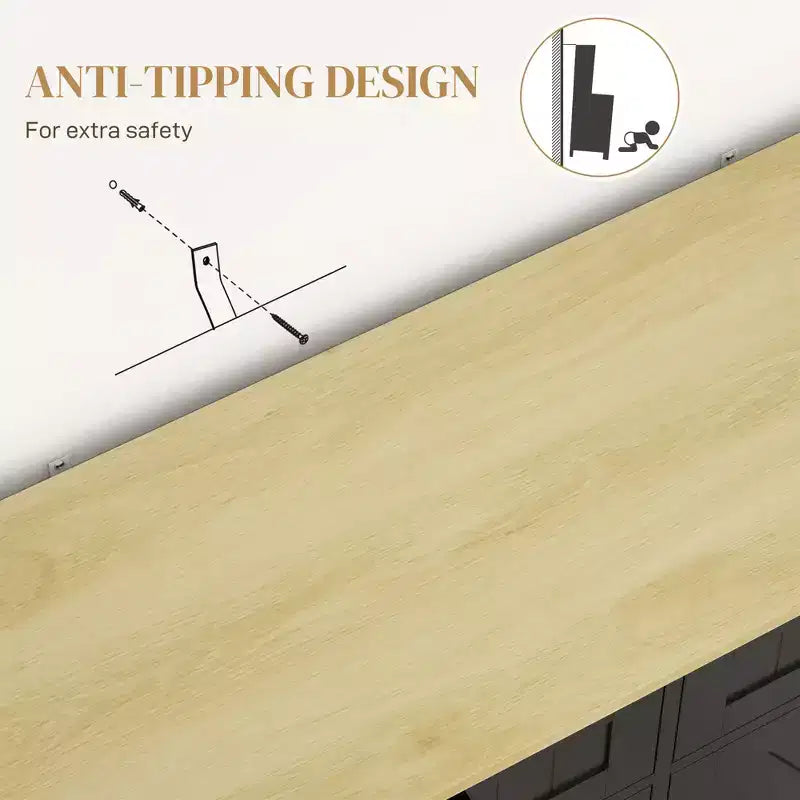Tilt Out Trash Can Cabinet with Drawers, Farmhouse Kitchen Cabinet with Hidden Trash Can for Kitchen