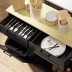 Tilt Out Trash Can Cabinet with Drawers, Farmhouse Kitchen Cabinet with Hidden Trash Can for Kitchen