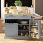 Tilt Out Trash Can Cabinet with Drawers, Farmhouse Kitchen Cabinet with Hidden Trash Can for Kitchen