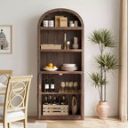 3 Shelf Arched Bookcase, Farmhouse Wooden Bookshelf, Tall 71.65 Inch Display Storage Rack for Home Office, Living Room, Bedroom, and More