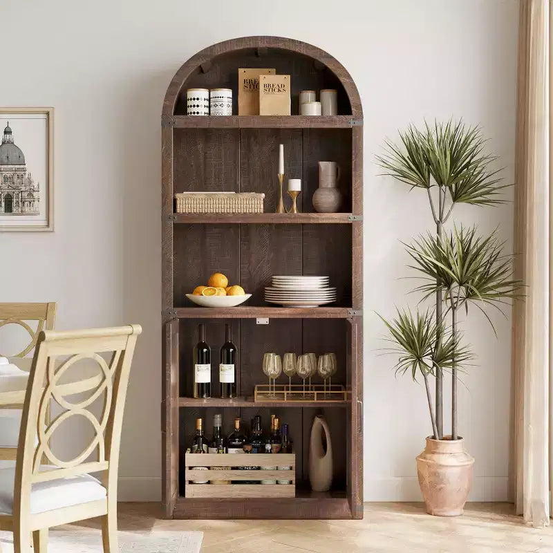 3 Shelf Arched Bookcase, Farmhouse Wooden Bookshelf, Tall 71.65 Inch Display Storage Rack for Home Office, Living Room, Bedroom, and More