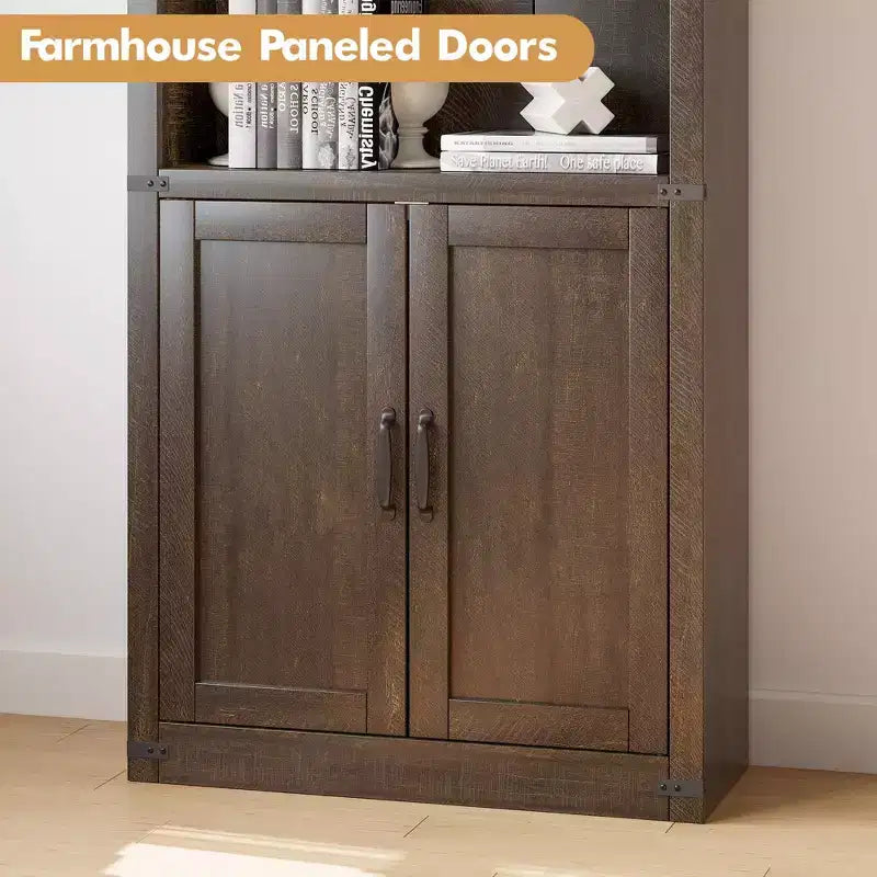 3 Shelf Arched Bookcase, Farmhouse Wooden Bookshelf, Tall 71.65 Inch Display Storage Rack for Home Office, Living Room, Bedroom, and More