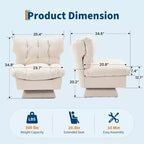 Chenille Swivel Accent Chair, Modern Sofa Chair with Oversize Base,20. Extended Seat, Max Load Accent Chair for Living Room