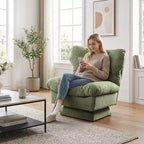 Chenille Swivel Accent Chair, Modern Sofa Chair with Oversize Base,20. Extended Seat, Max Load Accent Chair for Living Room