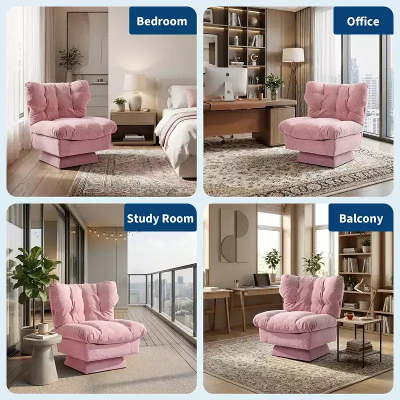 Chenille Swivel Accent Chair, Modern Sofa Chair with Oversize Base,20. Extended Seat, Max Load Accent Chair for Living Room