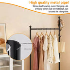 Carbon Steel Rolling Clothing Rack with Wheels, Wide Freestanding Wardrobe for Bedroom, Black or White Finish