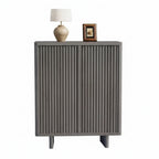 41.5 Inch Shoe Cabinet with Fluted Door, 5-Tier Storage with 4 Adjustable Shelves, Rustic Entryway Shoe Bench for Hallway