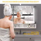 Inch Aluminum Bathroom Mirror Cabinet with LED Lights and Storage Compartments