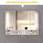 Inch Aluminum Bathroom Mirror Cabinet with LED Lights and Storage Compartments