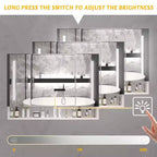 Inch Aluminum Bathroom Mirror Cabinet with LED Lights and Storage Compartments