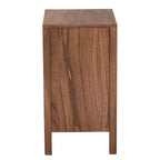 Bohemian Wooden Nightstand with Shelf and Rope Webbing Door
