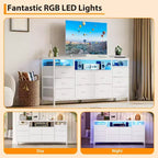 Dresser for Bedroom,63.3 TV Stand for 65-75 TVs,Fabric Chest,Entertainment Center for Bedroom & Living Room
