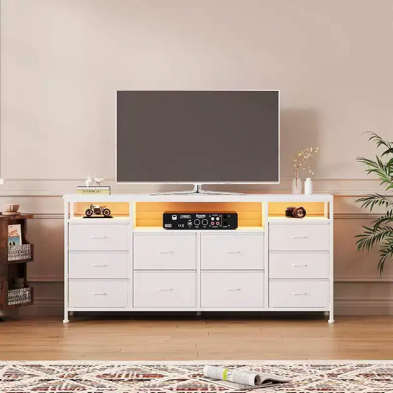 Dresser for Bedroom,63.3 TV Stand for 65-75 TVs,Fabric Chest,Entertainment Center for Bedroom & Living Room