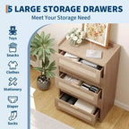 Rattan Dresser, 5-Drawer Tall Storage Chest w/ Metal Handles for Bedroom & Living Room