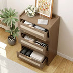 Rattan Dresser, 5-Drawer Tall Storage Chest w/ Metal Handles for Bedroom & Living Room