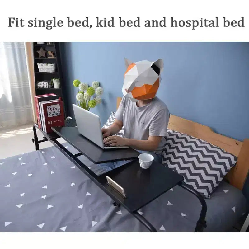 Overbed Table with Wheels, 47.24 in Laptop Desk Cart, Table Over The Bed Table Adjustable Height and Length for Hospital and Home Use