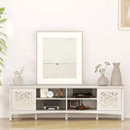 Modern TV Stand for TVs up to 75, TV Console with Adjustable Storage Shelf, Decorative Mirror, Entertainment Center for Living Room