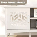 Modern TV Stand for TVs up to 75, TV Console with Adjustable Storage Shelf, Decorative Mirror, Entertainment Center for Living Room