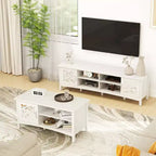Modern TV Stand for TVs up to 75, TV Console with Adjustable Storage Shelf, Decorative Mirror, Entertainment Center for Living Room