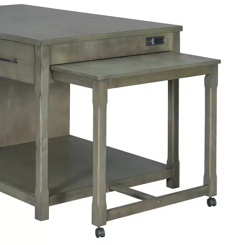 Extendable Kitchen Island with Storage, Multi-Functional Kitchen Cart with Built-In Power Outlets,with Drawers and Open Shelves for Kitchen