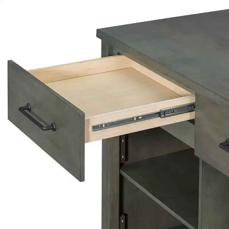 Extendable Kitchen Island with Storage, Multi-Functional Kitchen Cart with Built-In Power Outlets,with Drawers and Open Shelves for Kitchen