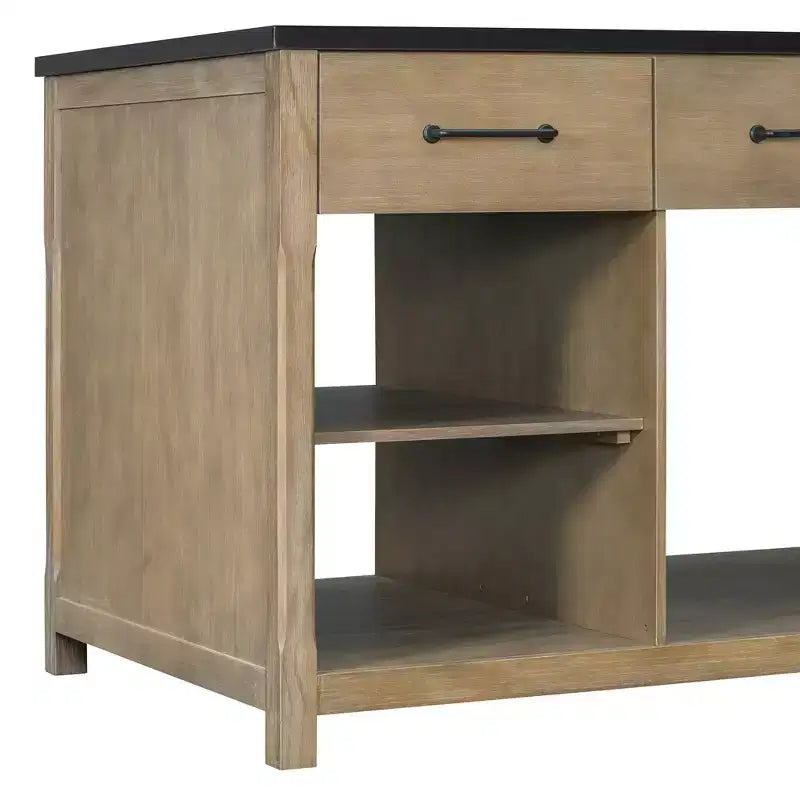 Extendable Kitchen Island with Storage, Multi-Functional Kitchen Cart with Built-In Power Outlets,with Drawers and Open Shelves for Kitchen