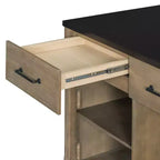 Extendable Kitchen Island with Storage, Multi-Functional Kitchen Cart with Built-In Power Outlets,with Drawers and Open Shelves for Kitchen