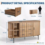 Fluted Sideboard Buffet Cabinet w/ Multiple Drawers & Sliding Doors for Living Room and Dining Room