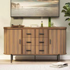 Fluted Sideboard Buffet Cabinet w/ Multiple Drawers & Sliding Doors for Living Room and Dining Room