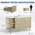 Fluted Sideboard Buffet Cabinet w/ Multiple Drawers & Sliding Doors for Living Room and Dining Room
