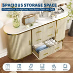 Fluted Sideboard Buffet Cabinet w/ Multiple Drawers & Sliding Doors for Living Room and Dining Room
