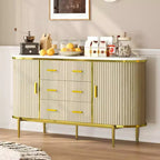 Fluted Sideboard Buffet Cabinet w/ Multiple Drawers & Sliding Doors for Living Room and Dining Room