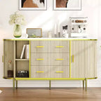 Fluted Sideboard Buffet Cabinet w/ Multiple Drawers & Sliding Doors for Living Room and Dining Room