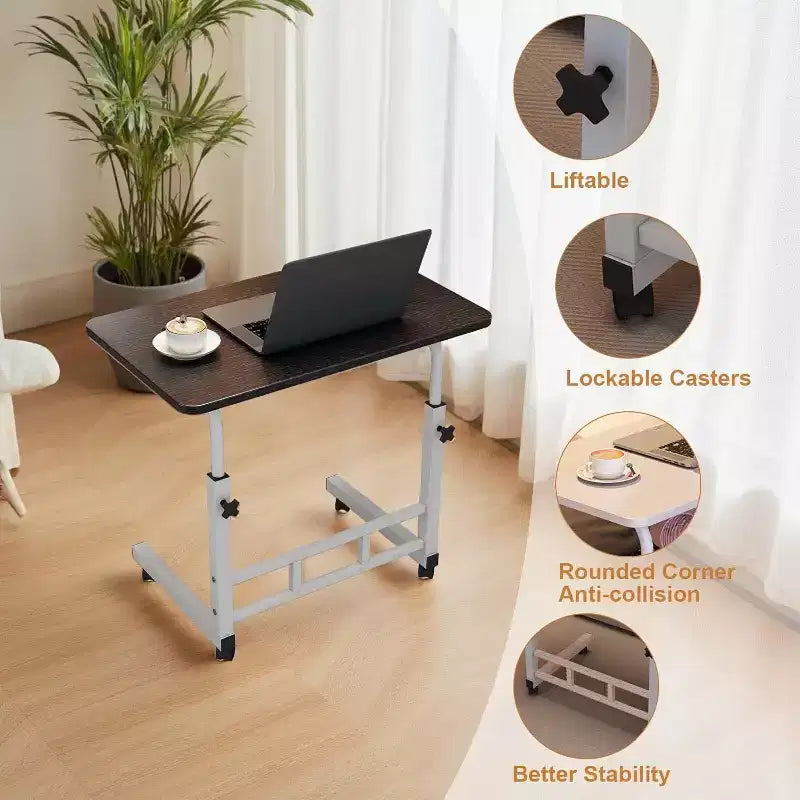 Small Standing Desk with Wheels, Portable Laptop Standing Table Adjustable Height, Small Computer Desk Rolling Desks, for Home Office Study Bedroom
