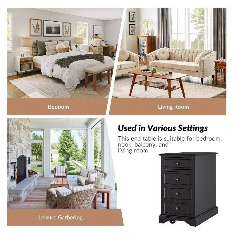 Traditional End Table with Storage and Built-In Outlets|