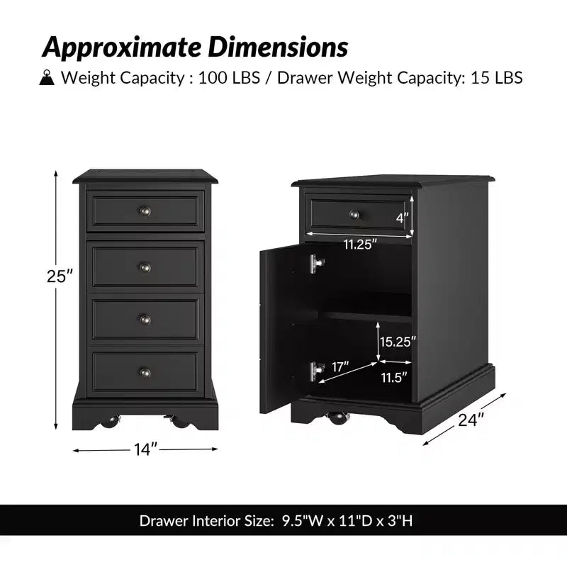 Traditional End Table with Storage and Built-In Outlets|